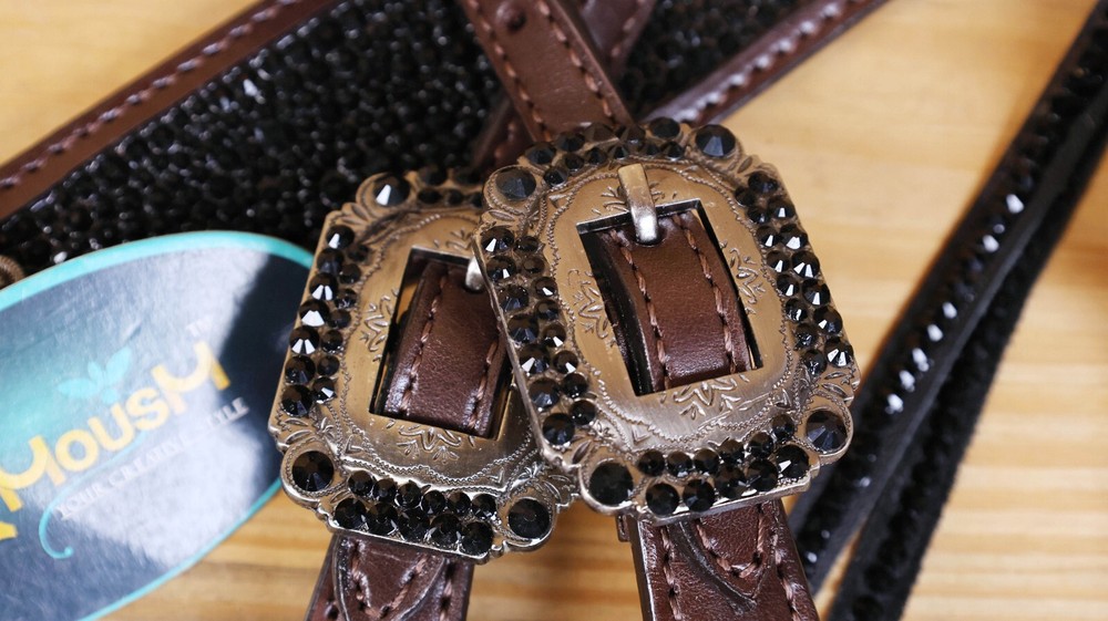 MOUSM One Ear Headstall & Breast Collar Set - Gladiator Style with Bling Strings