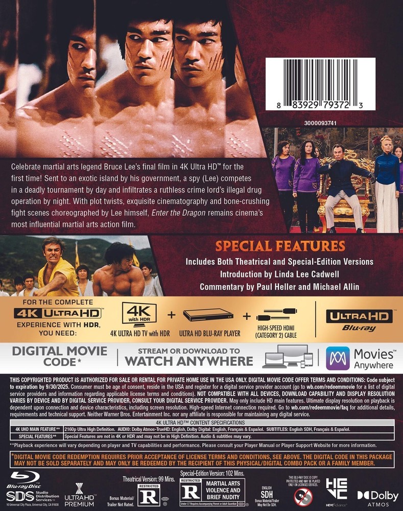 Enter the Dragon 4K UHD Blu-ray NEW
