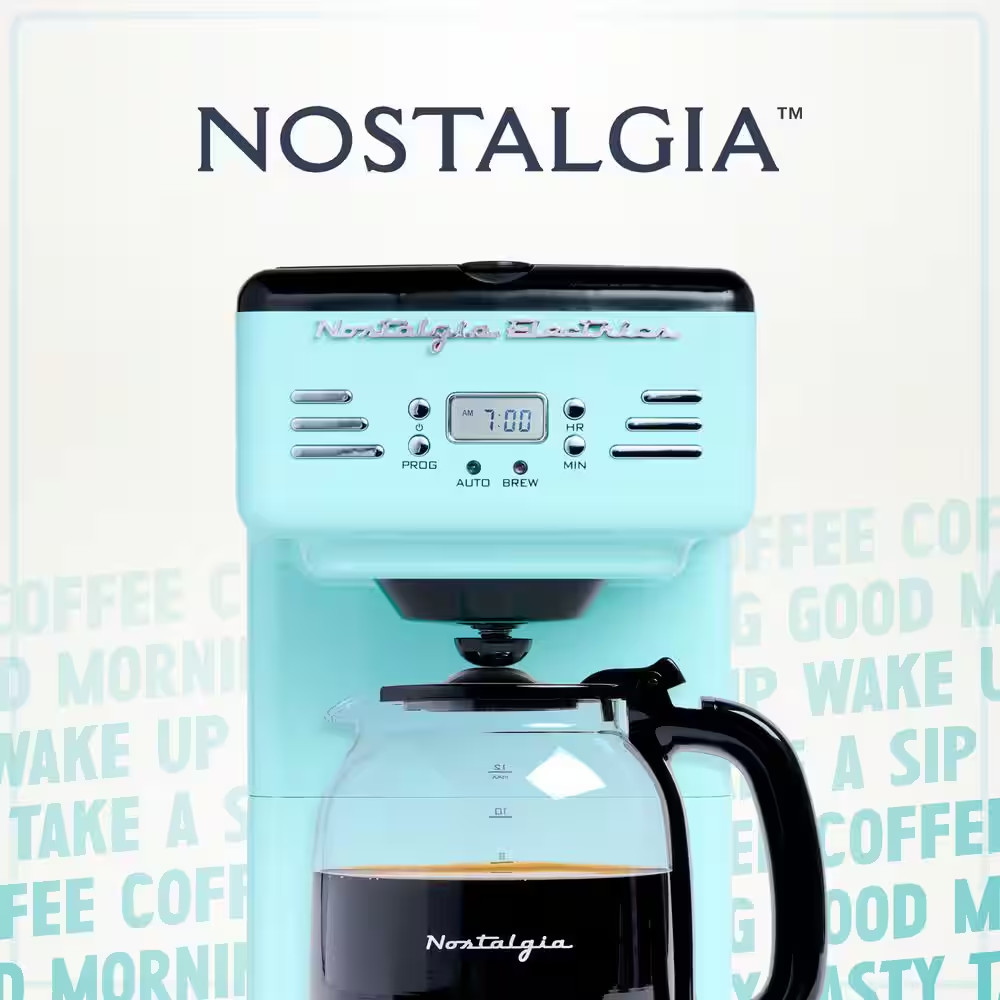 12-Cup Blue Coffee Maker with Pause and Serve Function