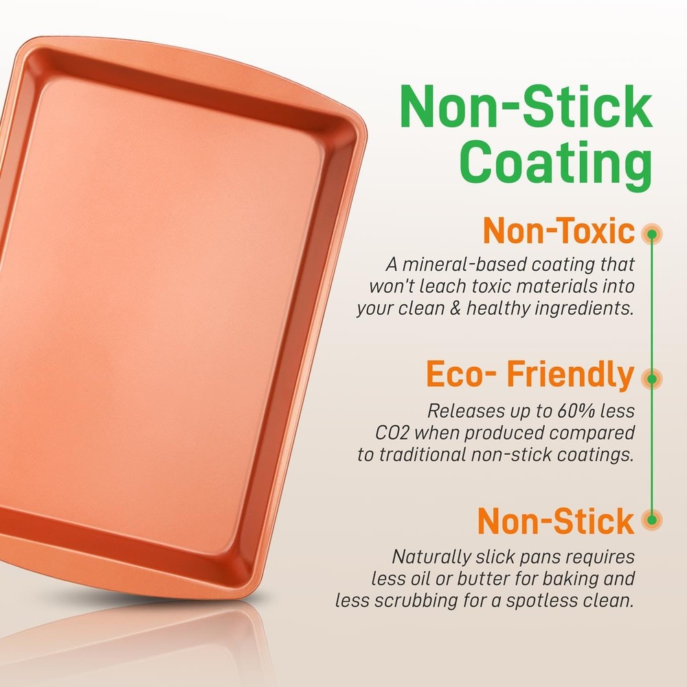 Nutrichef 5-Piece Baking Pans Set - Stackable Cookie Sheets & Roasting