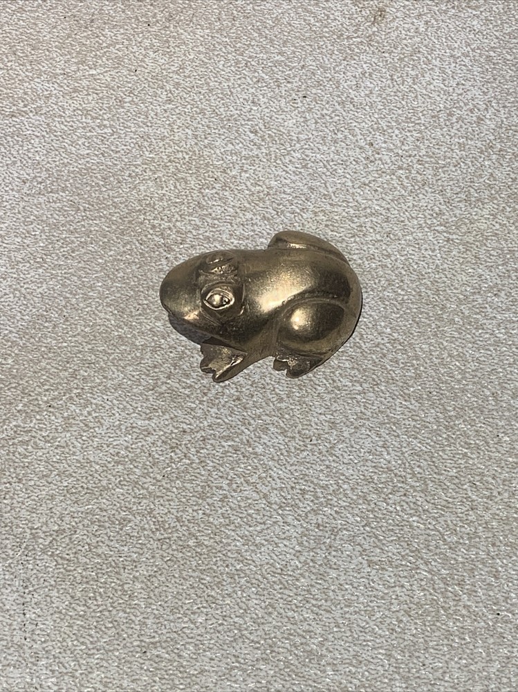 Brass Toad Paperweight Statue Vintage