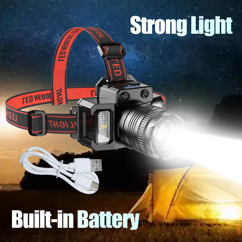 Headlight Waterproof Lamp Super Bright LED Headlamp Flashlight USB Rechargeable
