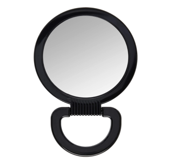 Plastic Handheld Mirror – Magnifying 2-Sided Vanity Mirror with Folding Circle