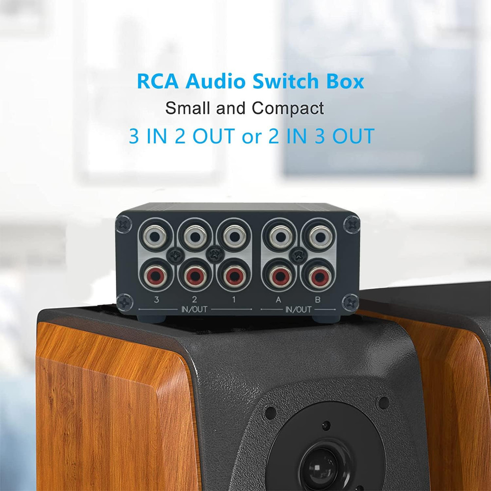 3 in 2 Out RCA Stereo Audio Switch Input Signal Source Switcher Selector