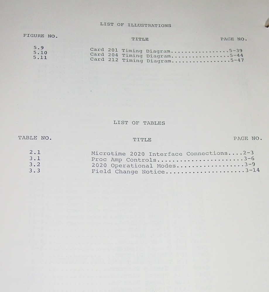 MICROTIME 2020 Electronic Signal Processor Manual operations, maintenance repair