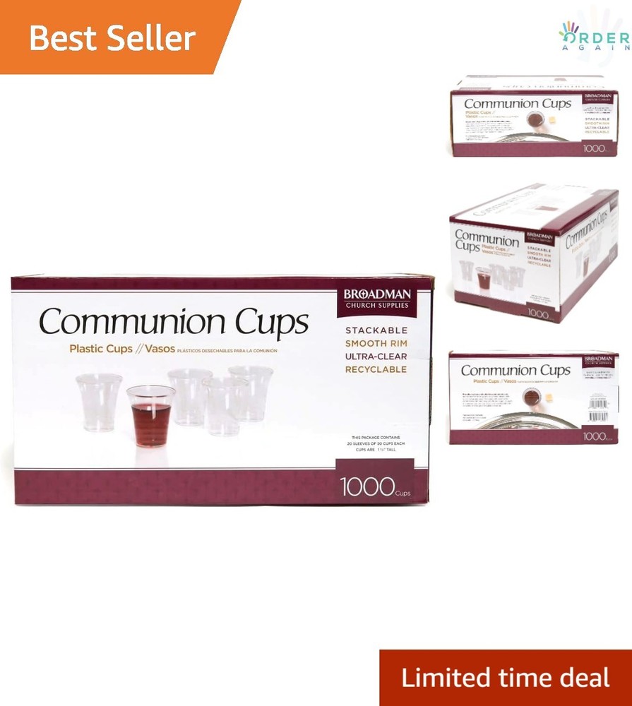 Plastic Disposable Recyclable Communion Cups 1000 Count Clear 22ml