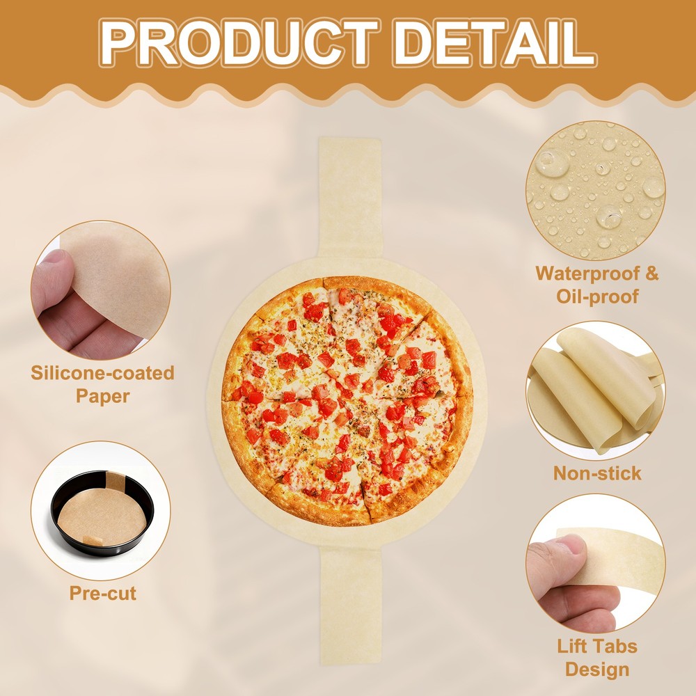 40 Sheets Parchment Paper Rounds, 7" Circle Baking Sheets, Brown