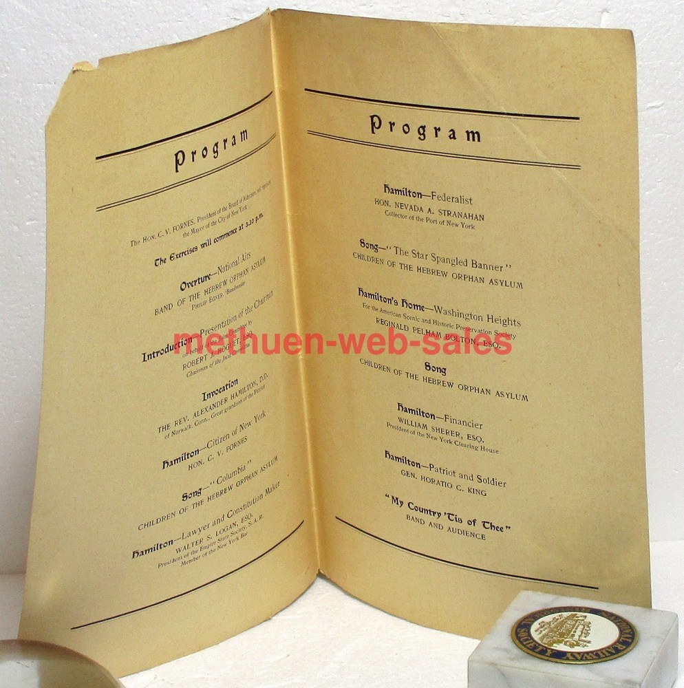 Program~Alexander Hamilton~Centennial Commemoration~1804-1904~SAR,GAR,SOC