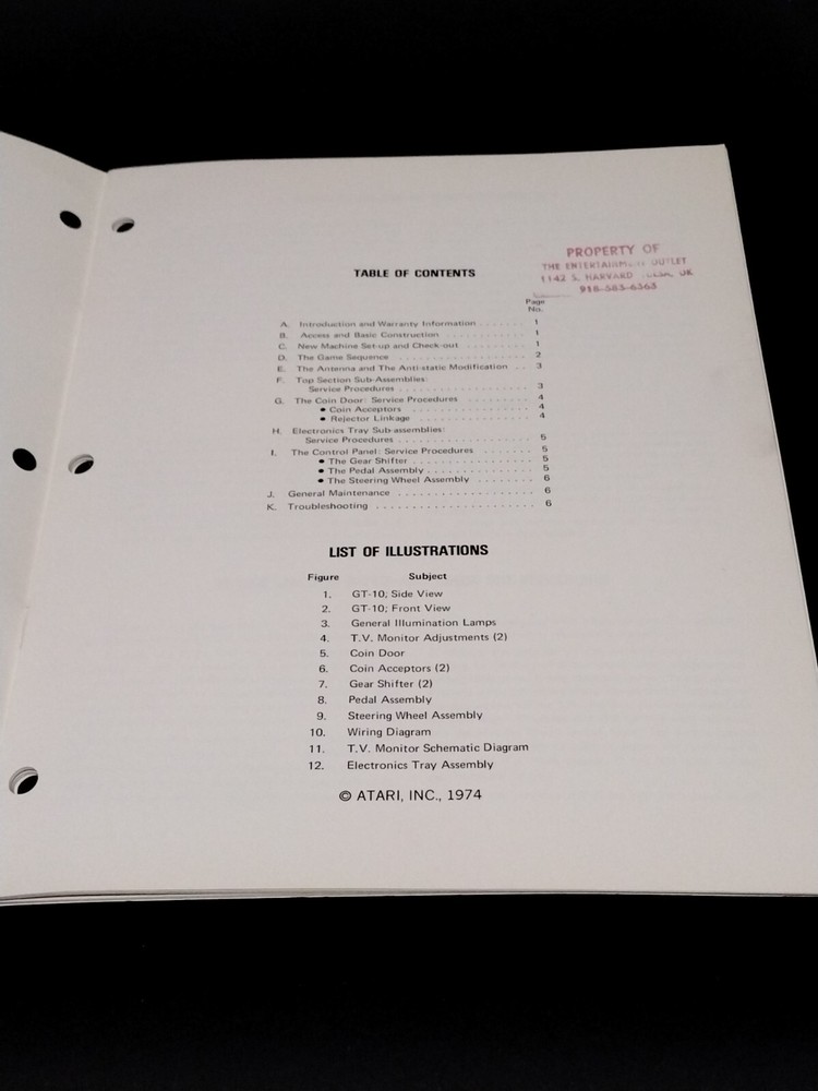 GRAN TRAK 10 ATARI OPERATING MANUAL 1974