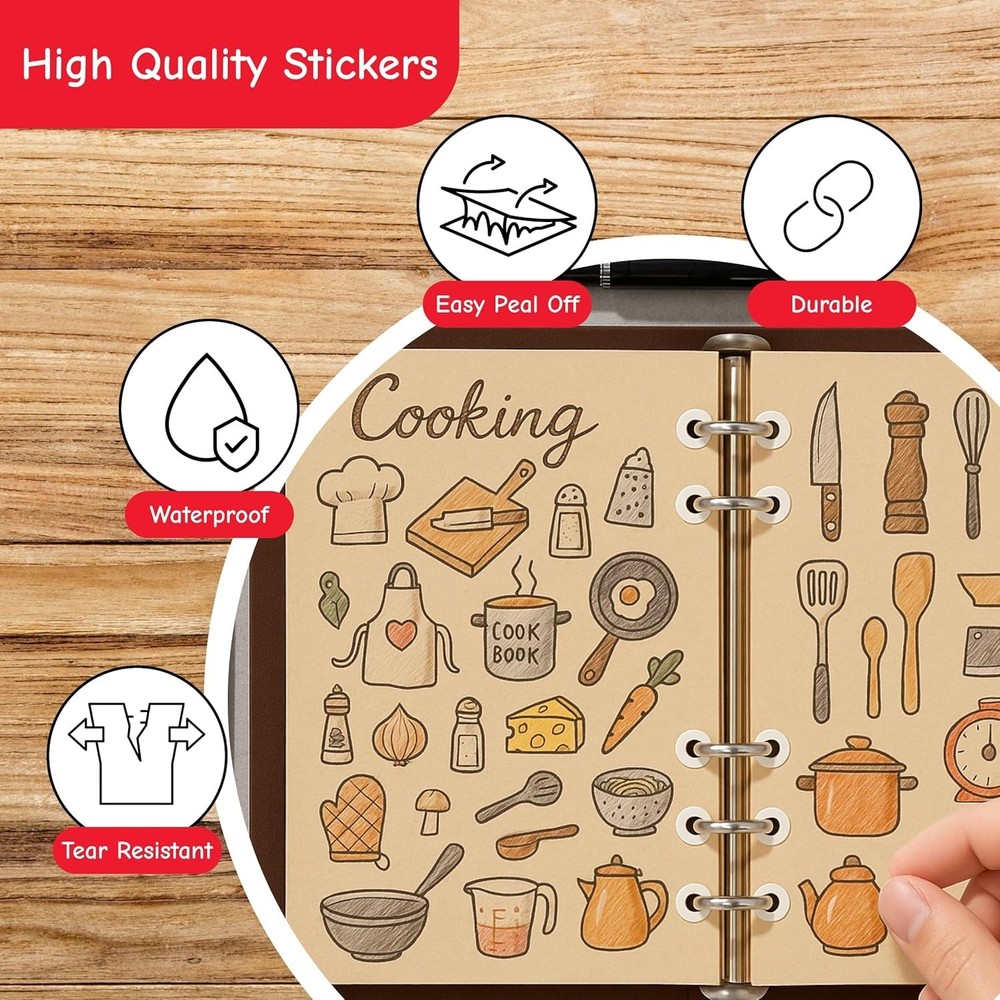 Durable 544 White Rectangular Labels for 3 Hole Punched Paper Reinforcement