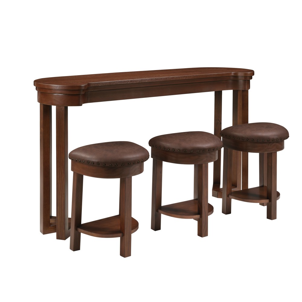 4 Piece Bar Table Set with3 PU Upholstered Bar Stools Breakfast Table