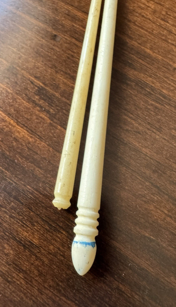 2 Vintage Bone Or Celluloid Crochet Hooks