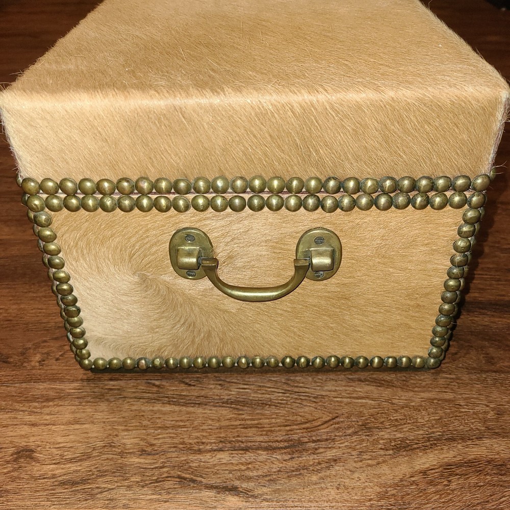 Vintage Deer Hide Small Cedar Chest Trunk