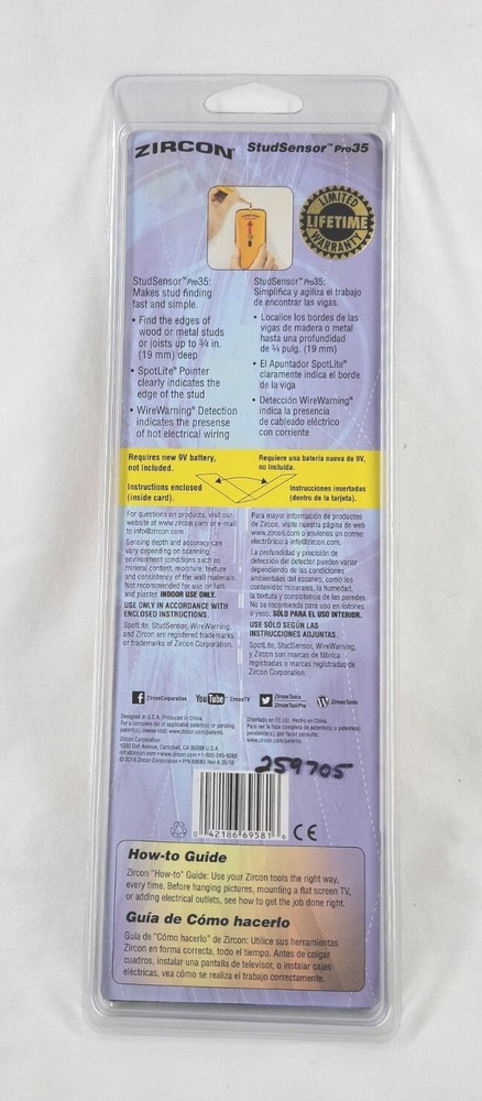 Zircon StudSensor Pro35 With WireWarning Detection