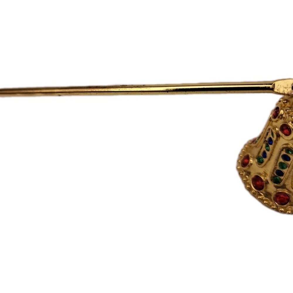 Gold Tone Candle Snuffer Bell Design Long Handle Candle Accessory