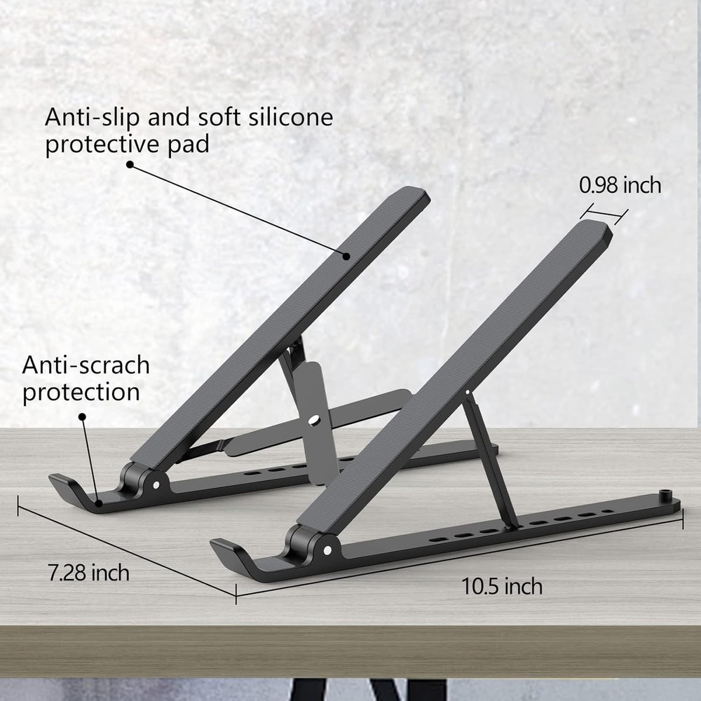 Laptop Stand Desk Adjustable Laptop Riser ABS Silicone Foldable Portable