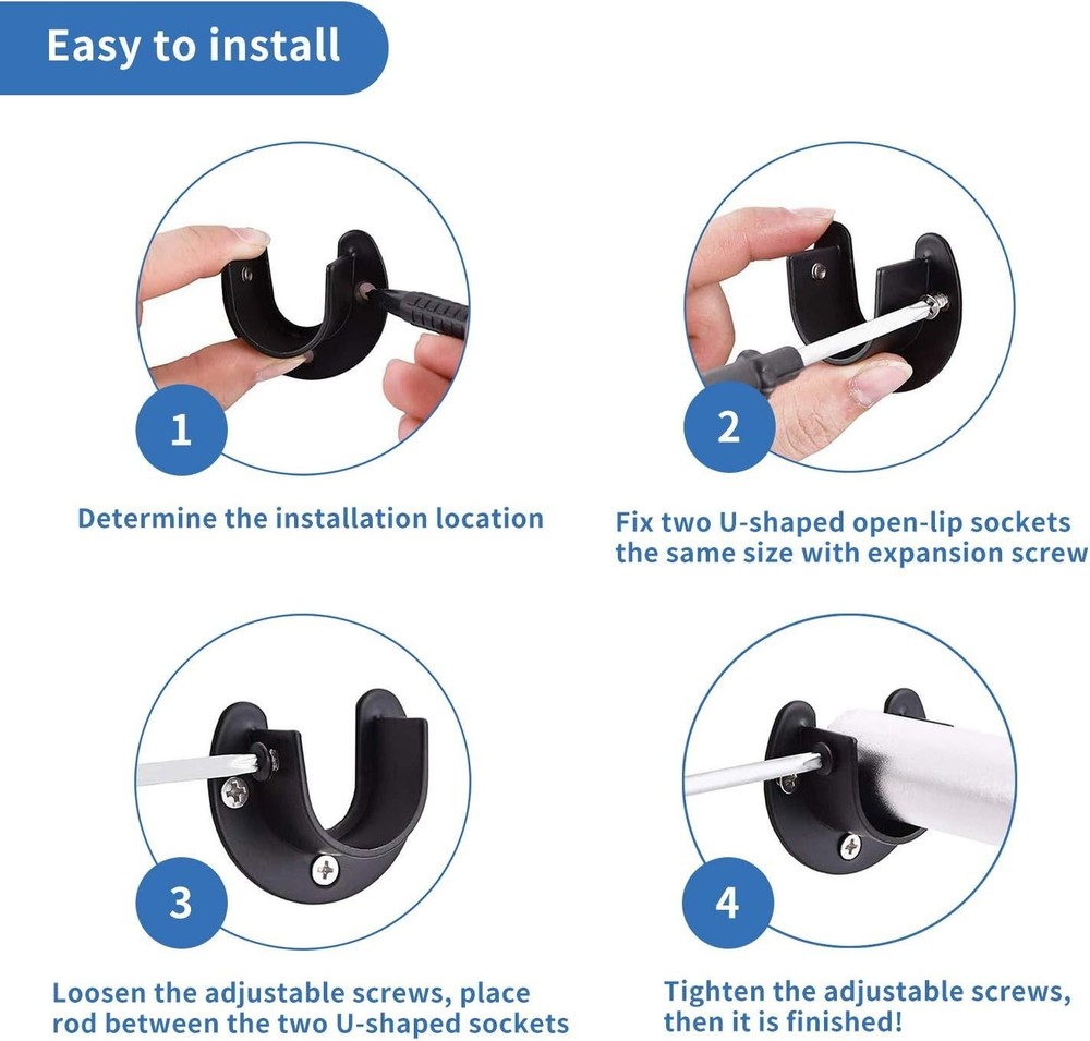 Versatile Stainless Steel Rod Bracket Set - Includes Screws for Easy Setup