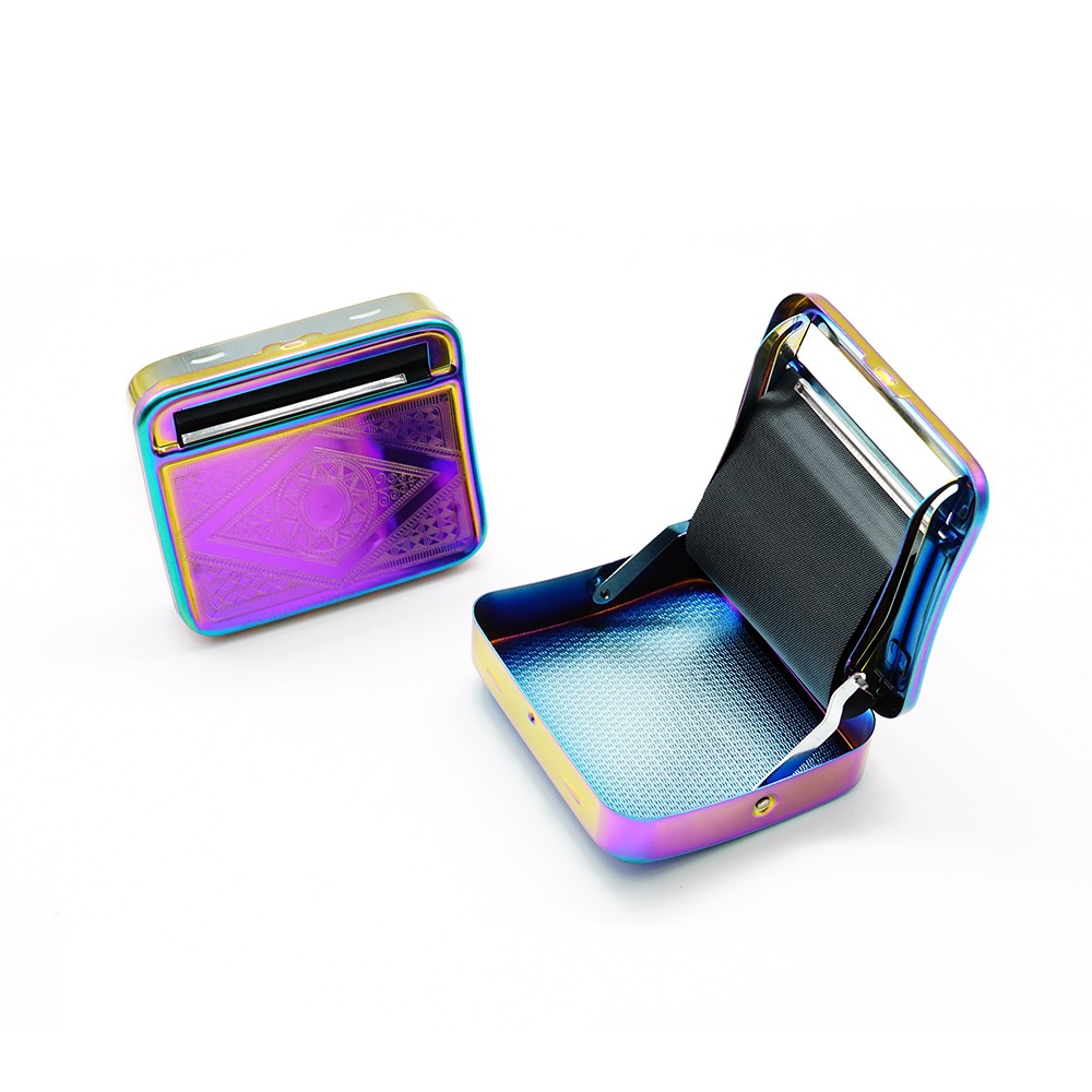 Iridescent Tobacco Rolling Machine - 70mm Cigarette Roller Case for Automatic
