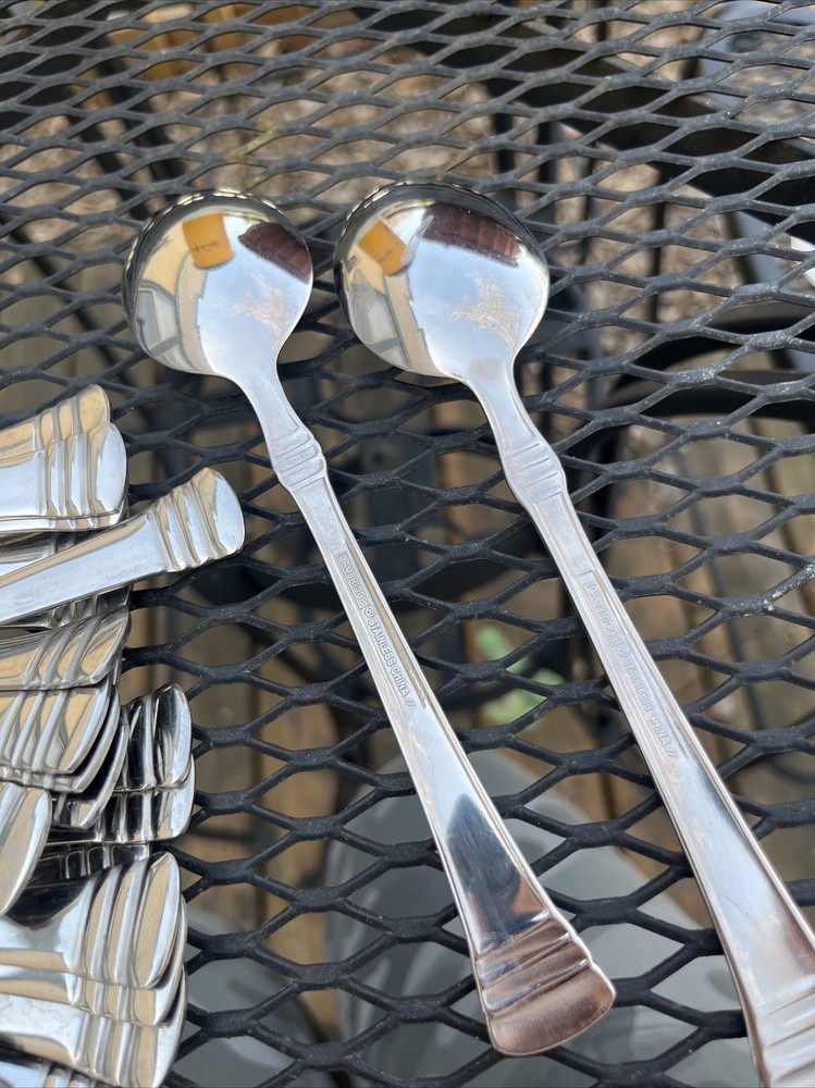 2 Cambridge Oval Soup/Tablespoons CODIE Stainless Glossy Flatware 7-1/8" 12 sets