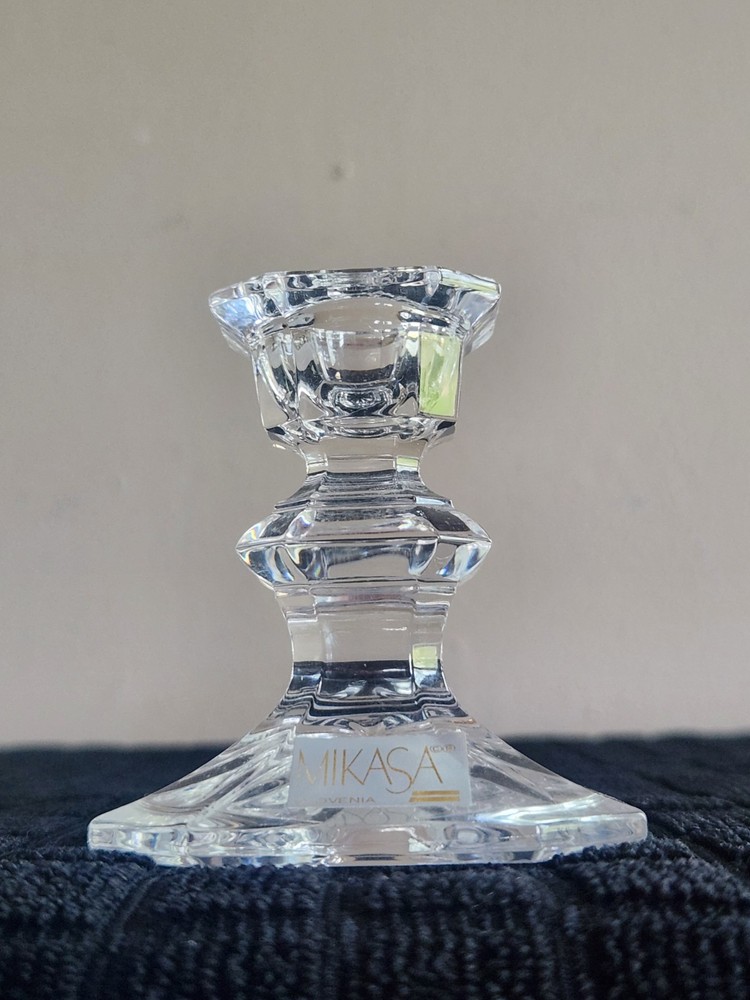 Single Light Candlestick Holder by Mikasa• Edinburgh Pattern • Blown Glass