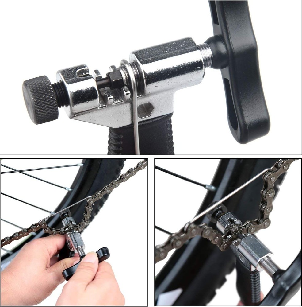 Bicycle Chain Repair Tool Kit With Breaker Multi Function Maintenance Black