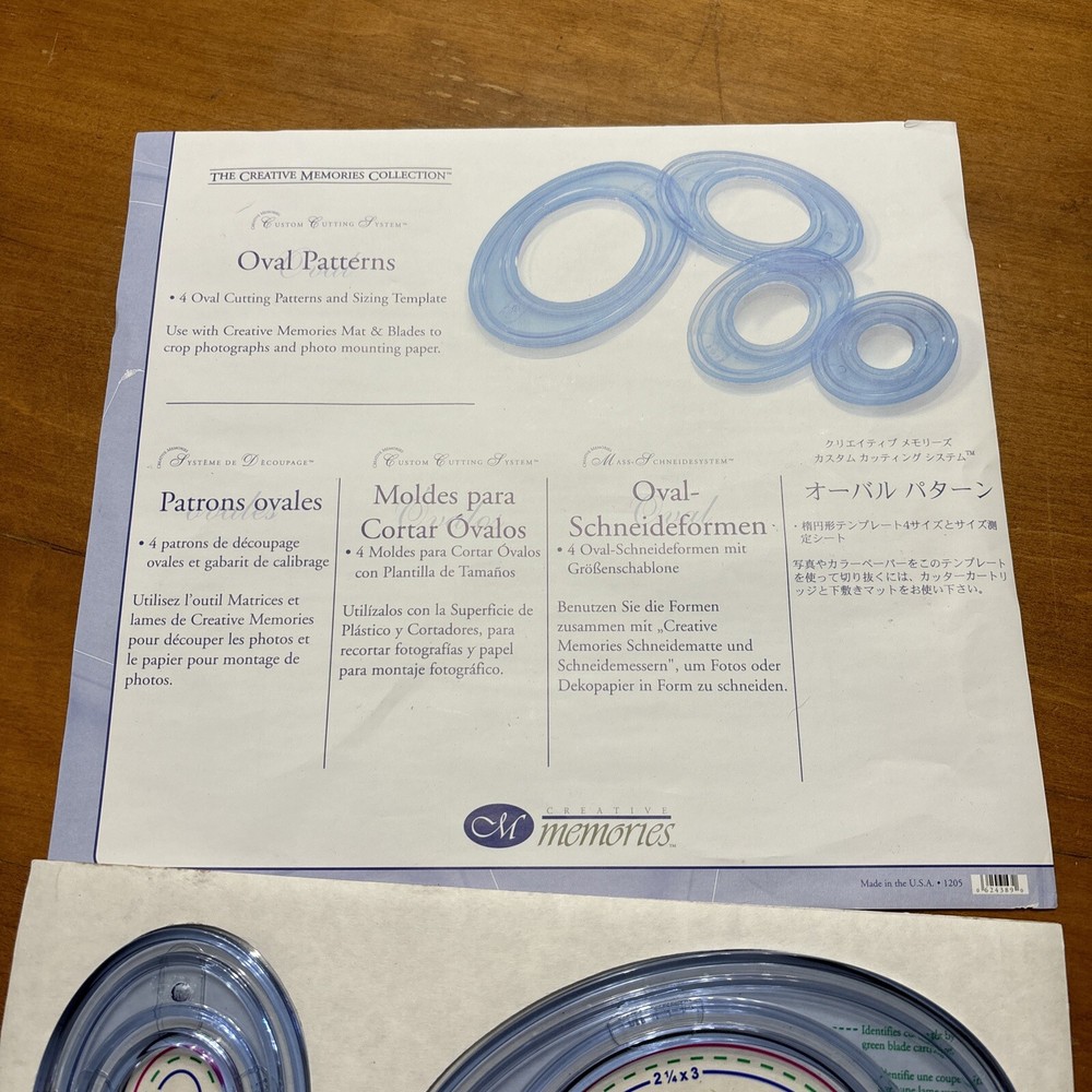 Creative Memories 4 Oval Set Pattern Custom Cutting System with Templates