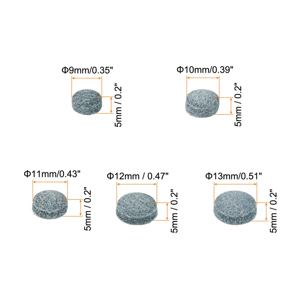 9/10/11/12/13mm Billiard Stick Tips, 25pcs Replacement Tips, Grey