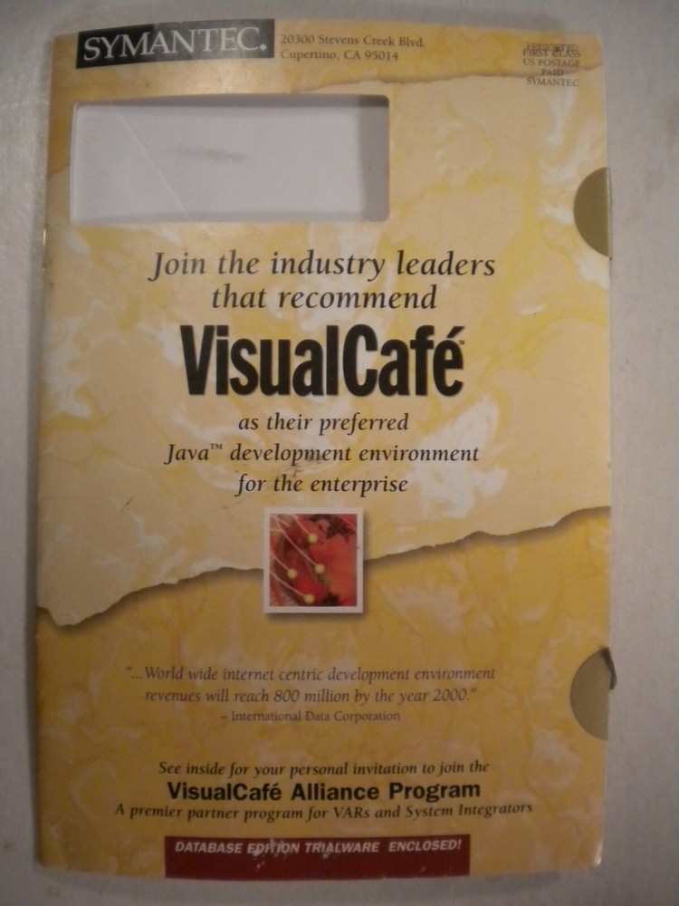 VISUAL CAFE DATABASE EDITION CD ROM (OLD STOCK FOR WIN 95/98/NT) TRIALWARE