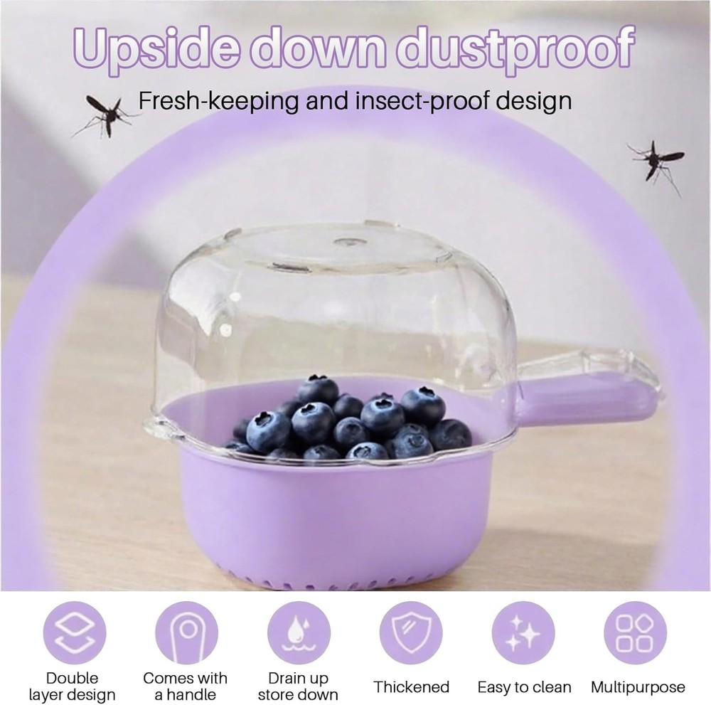 Kitchen Dual-Layer Draining Basket W/ Handle Small Fruit Spinner And Strainer