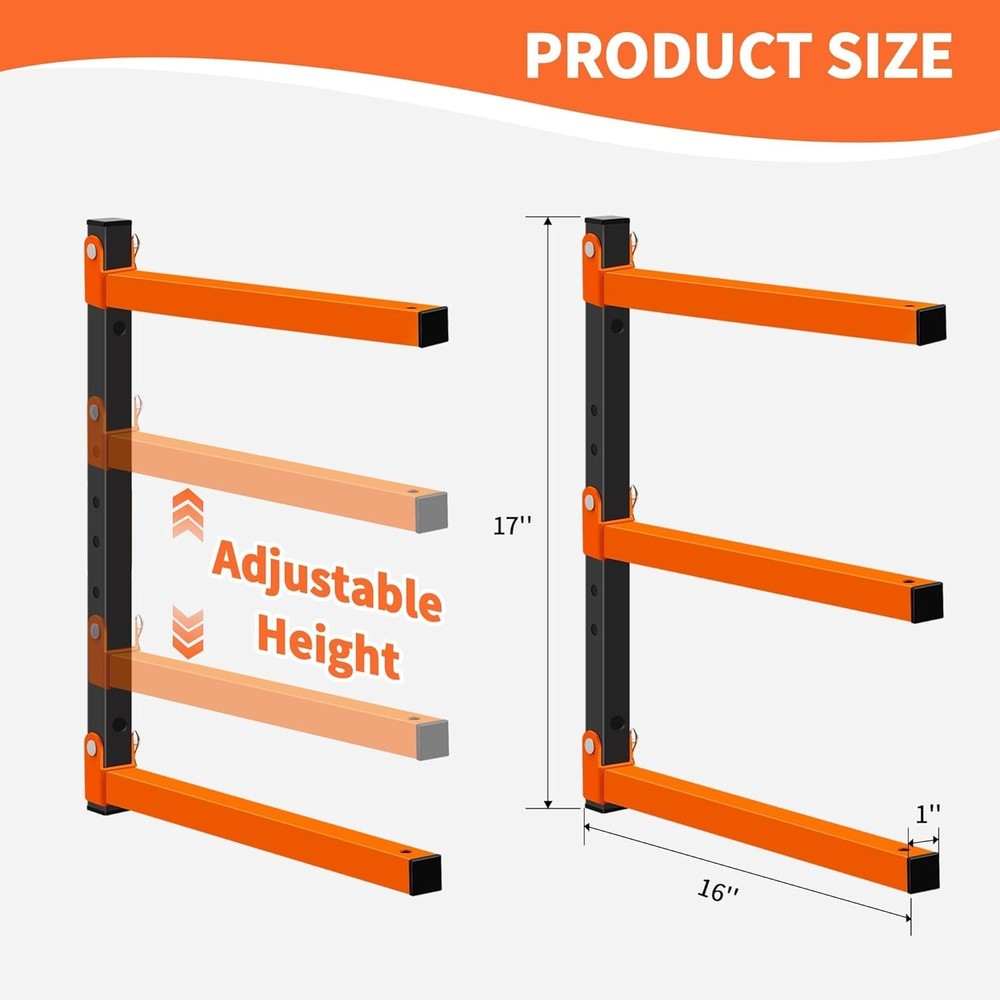 Scratch Resistant Heavy Duty Lumber Storage Rack, 330 lbs Capacity, 4 Pack