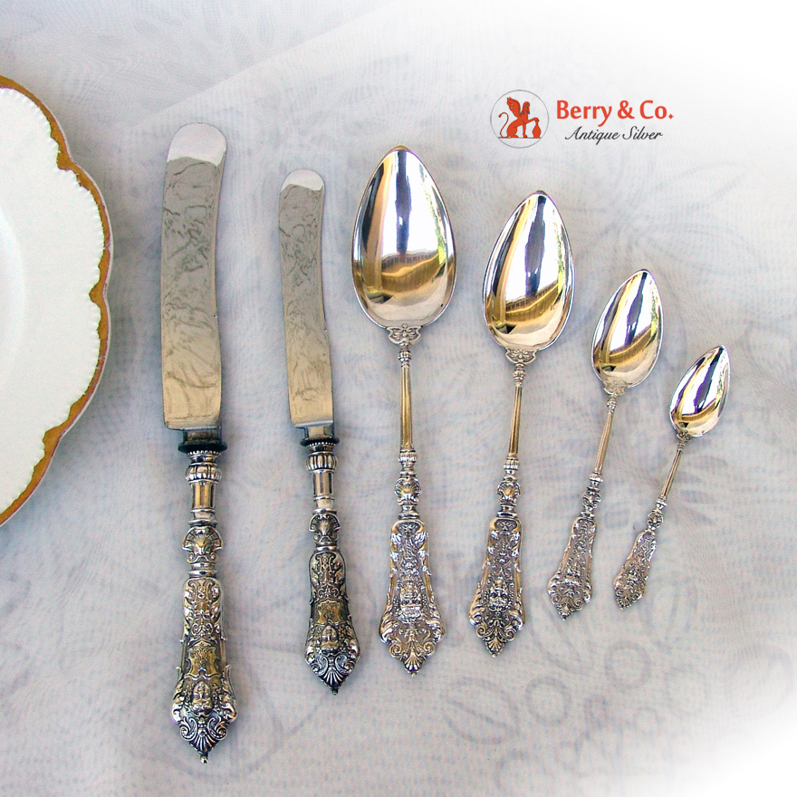Renaissance Dinner and Luncheon Flatware Set 800 Silver 1890 Bruckmann
