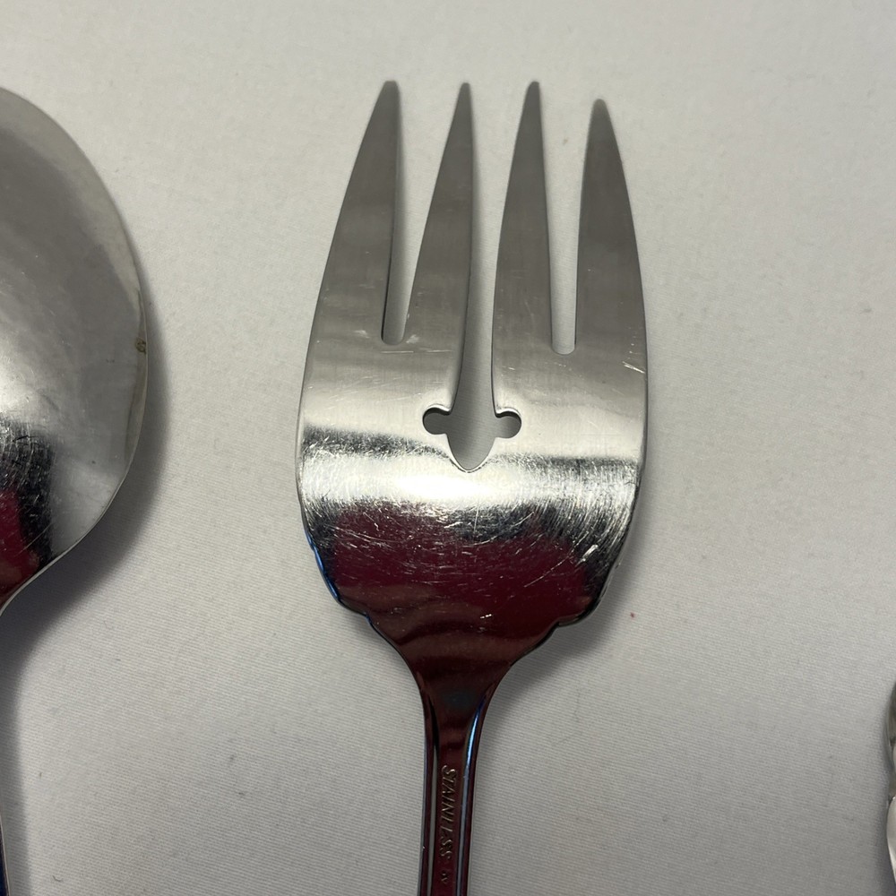 Oneida Ashmore Stainless Serving Set Serving Spoon, Cold Meat Fork, Sugar Spoon