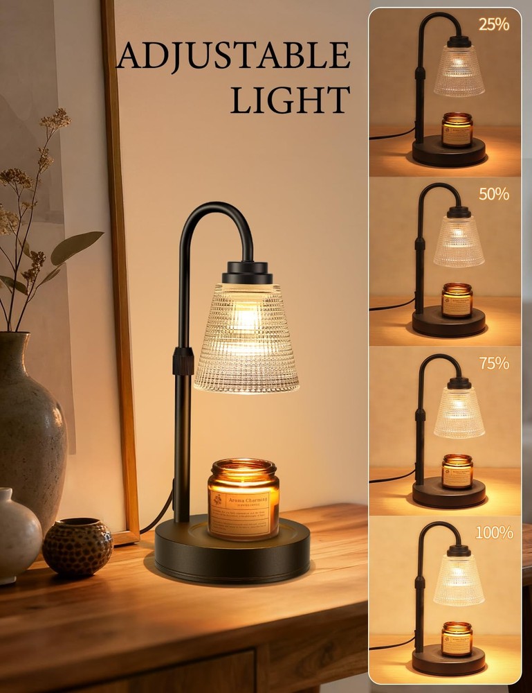 Candle Warmer Lamp with Timer Dimmable, Adjustable Height Wax Melts Black