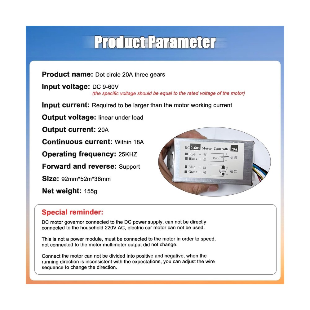 DC Motor Speed Controller ，DC 12V 24V 36V 48V 60V Pulse Width Modulation
