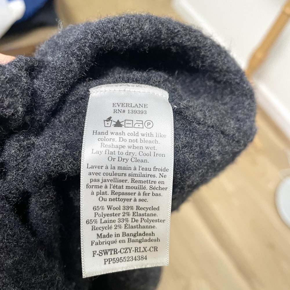 EVERLANE Wool Blend Cozy Stretch Pullover Sweater Charcoal Gray size Medium