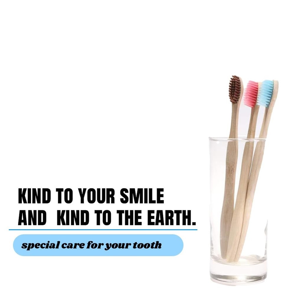 Bamboo Toothbrushes Natural, Biodegradable and Environmentally Friendly, Soft...