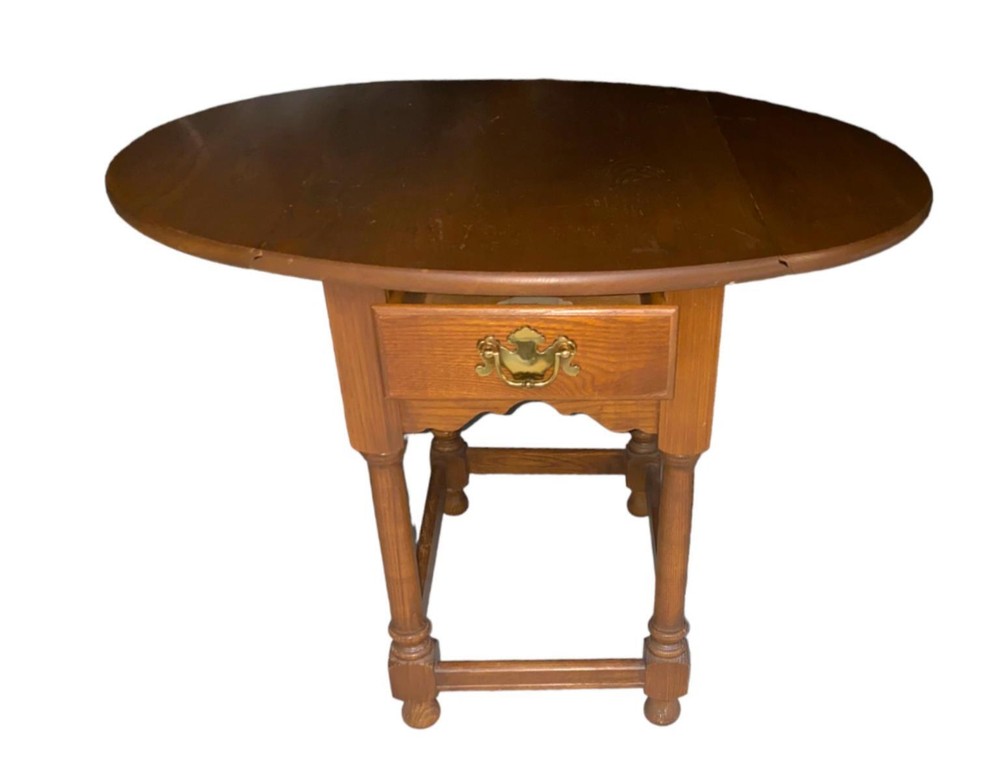 Pennsylvania Ash Vintage Solid Wood Drop Leaf End Table w/ Drawer