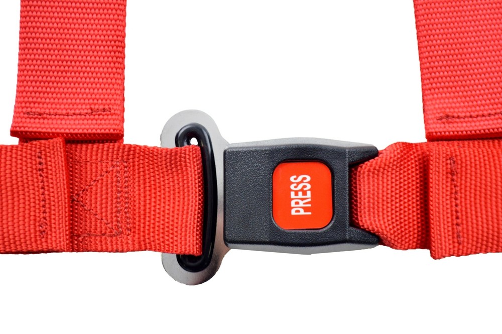 RED OFF ROAD 2" PUSH BUTTON V MOUNT HARNESS 3 POINT BUGGY BELT