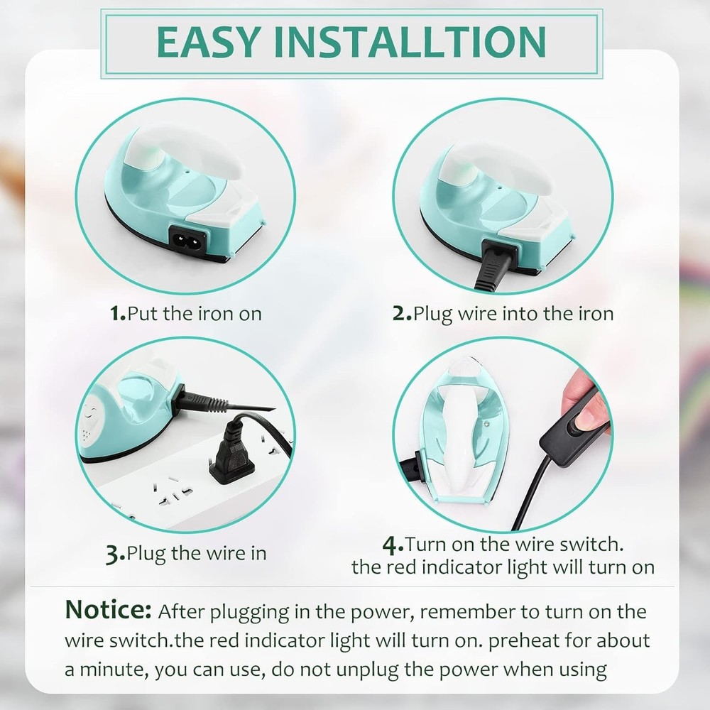 Compact Heat Press Mini Iron - 170°C Portable Solution for Easy Fabric Crafting