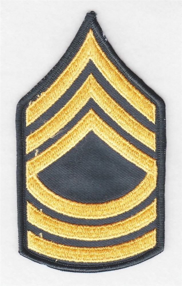Army Rank Chevron: Master Sergeant - VN era, 3" merrowed edge single
