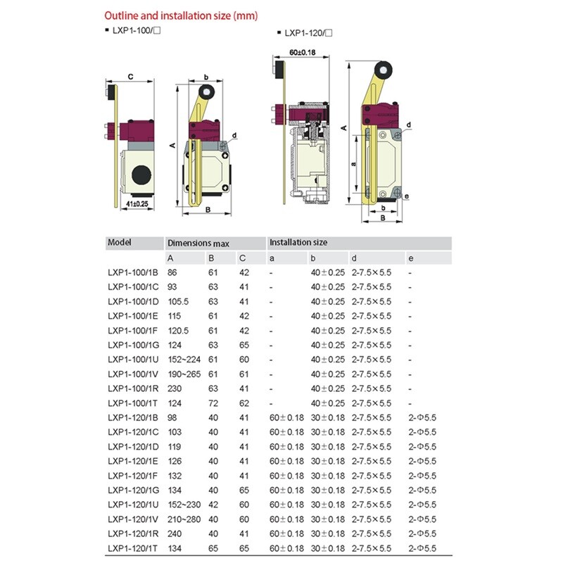 Stroke Switch LXP1(3SE3)-120 Universal Automatic Momentary limit Strokel Switch