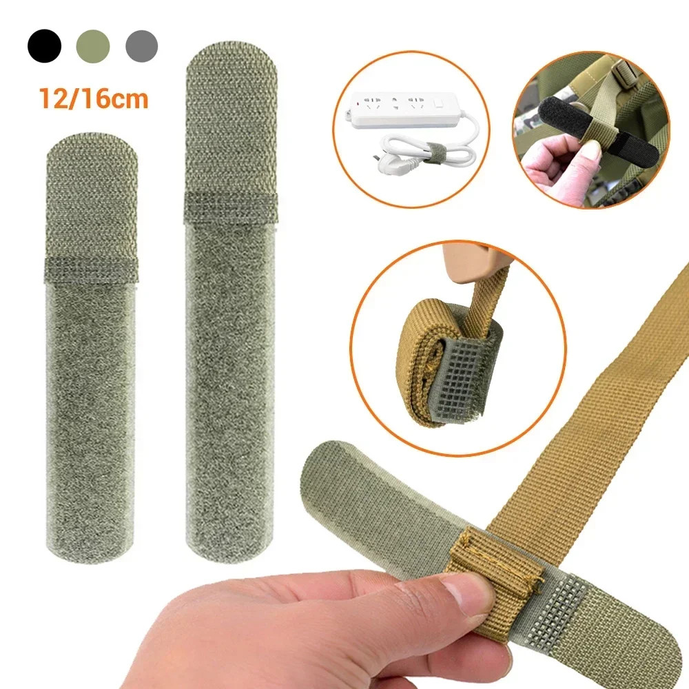 5Pcs Tactical Nylon Straps - Reusable Hook & Loop Cable Ties for Backpack, Cord