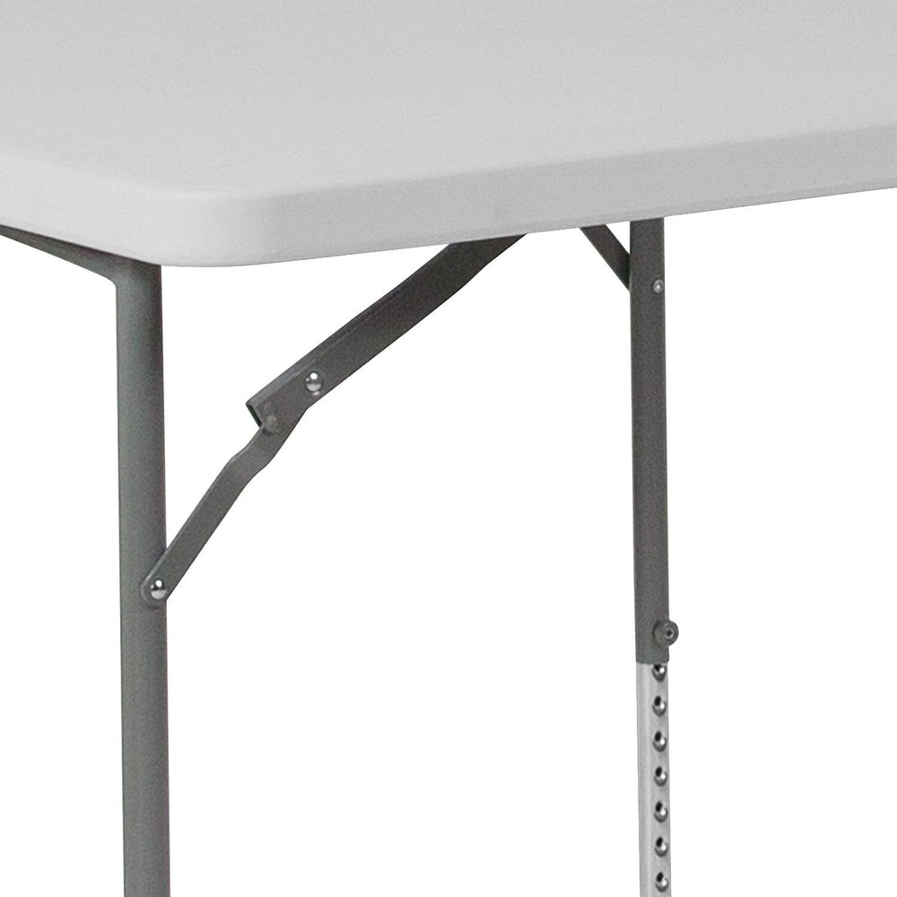 Square Height Adjustable White Plastic Folding Table for Home Garden Office US