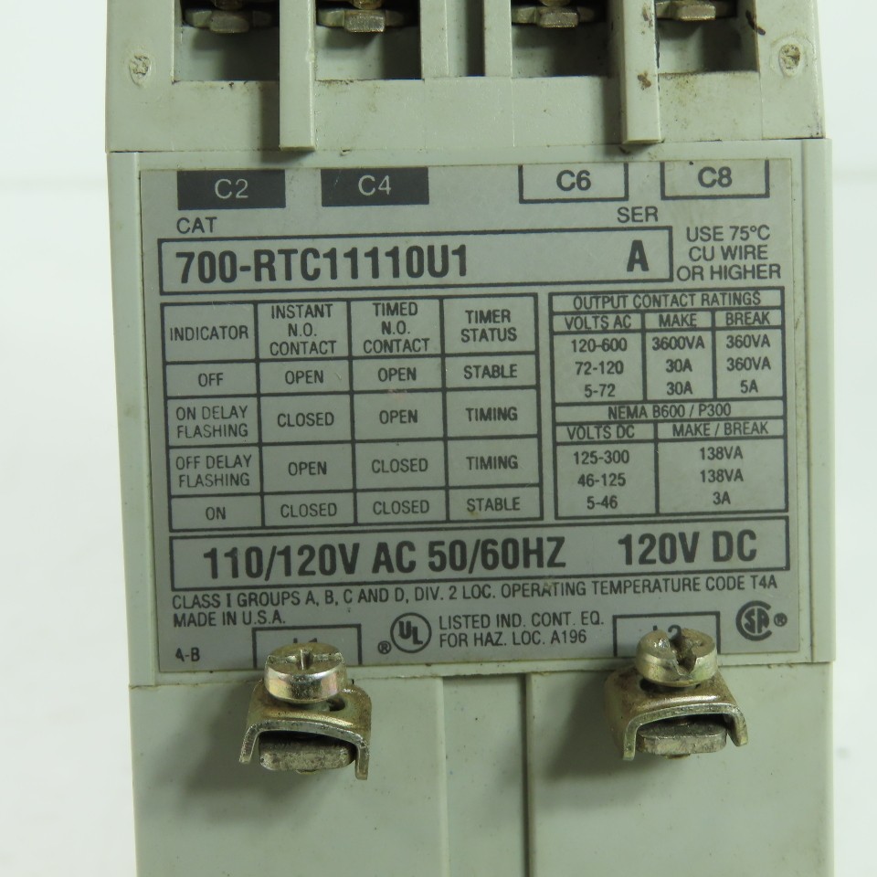Allen Bradley 700-RTC11110U1 Ser A Solid State Timing Relay 120VDC