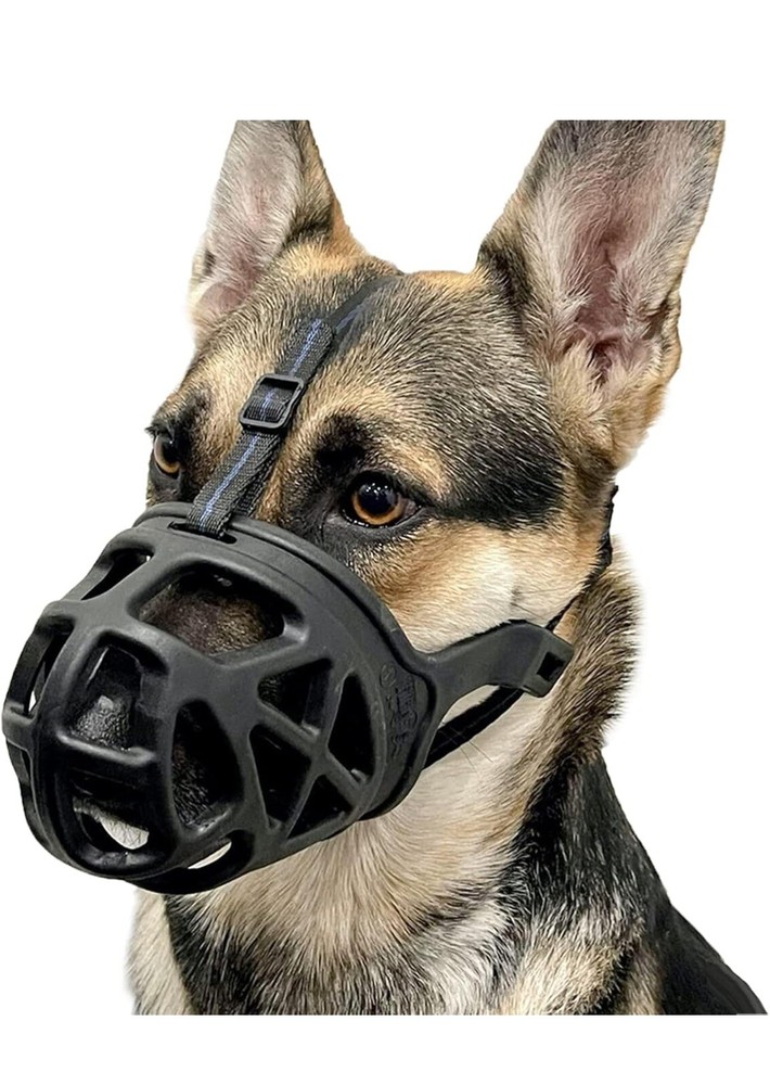 Dog Muzzle, Basket Muzzle for Biting, Chewing and Scavenging Humane Black (4) L