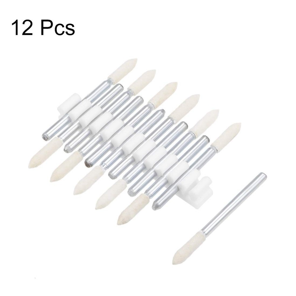 uxcell 3mm Wool Felt Mounted Points Tapered Polishing Bits Burrs Buffing Whee...