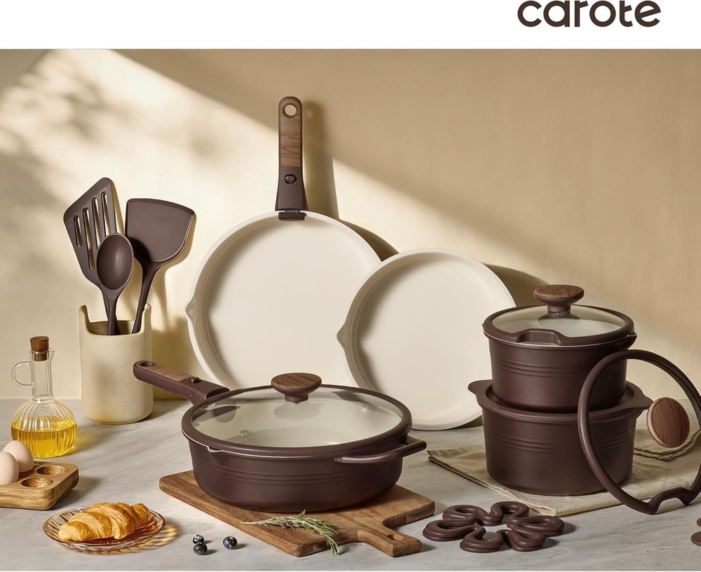 22-Piece Space-Saving Titanium Cookware Set - Effortless Cleanup & Versatile