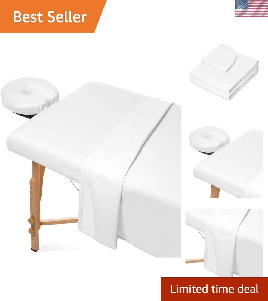 3-Piece Microfiber Massage Table Sheet Set -  Facial Bed Cover - Includes Fla...