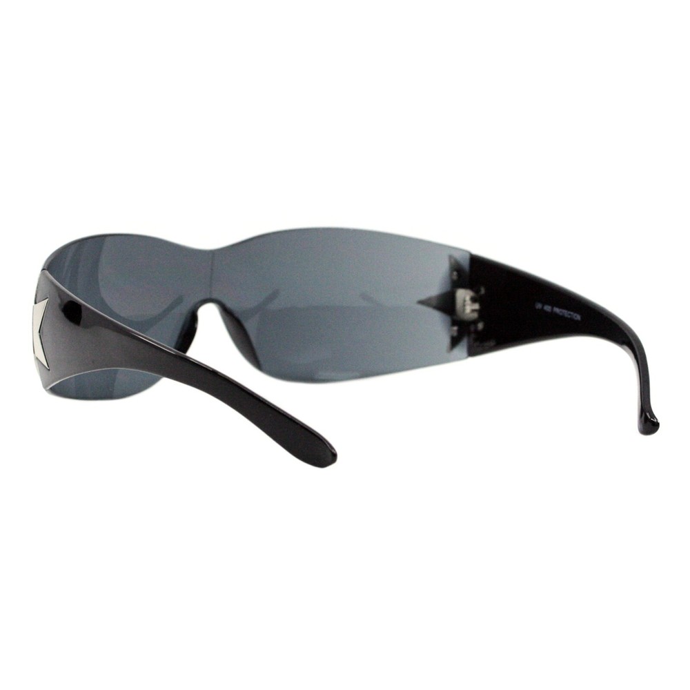 Women's Sunglasses Rimless Rectangular Shield Wrap Around Star Hinge UV 400