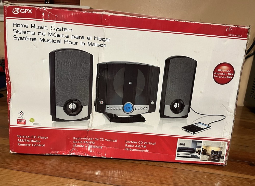 GPX Home Music System Vertical Cd Stereo MP3 Ready NIB